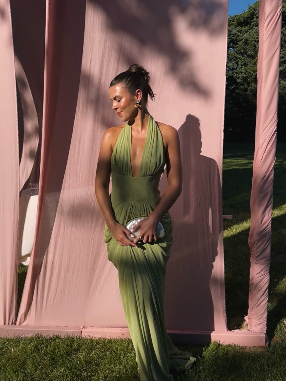 SOLD OUT Olive Green Halter Draped Maxi Dress ASOS